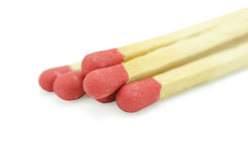 Close-up red match isolated on a white background with clipping path.