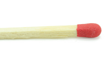 Close-up red match isolated on a white background with clipping path.