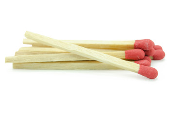 Close-up red match isolated on a white background with clipping path.