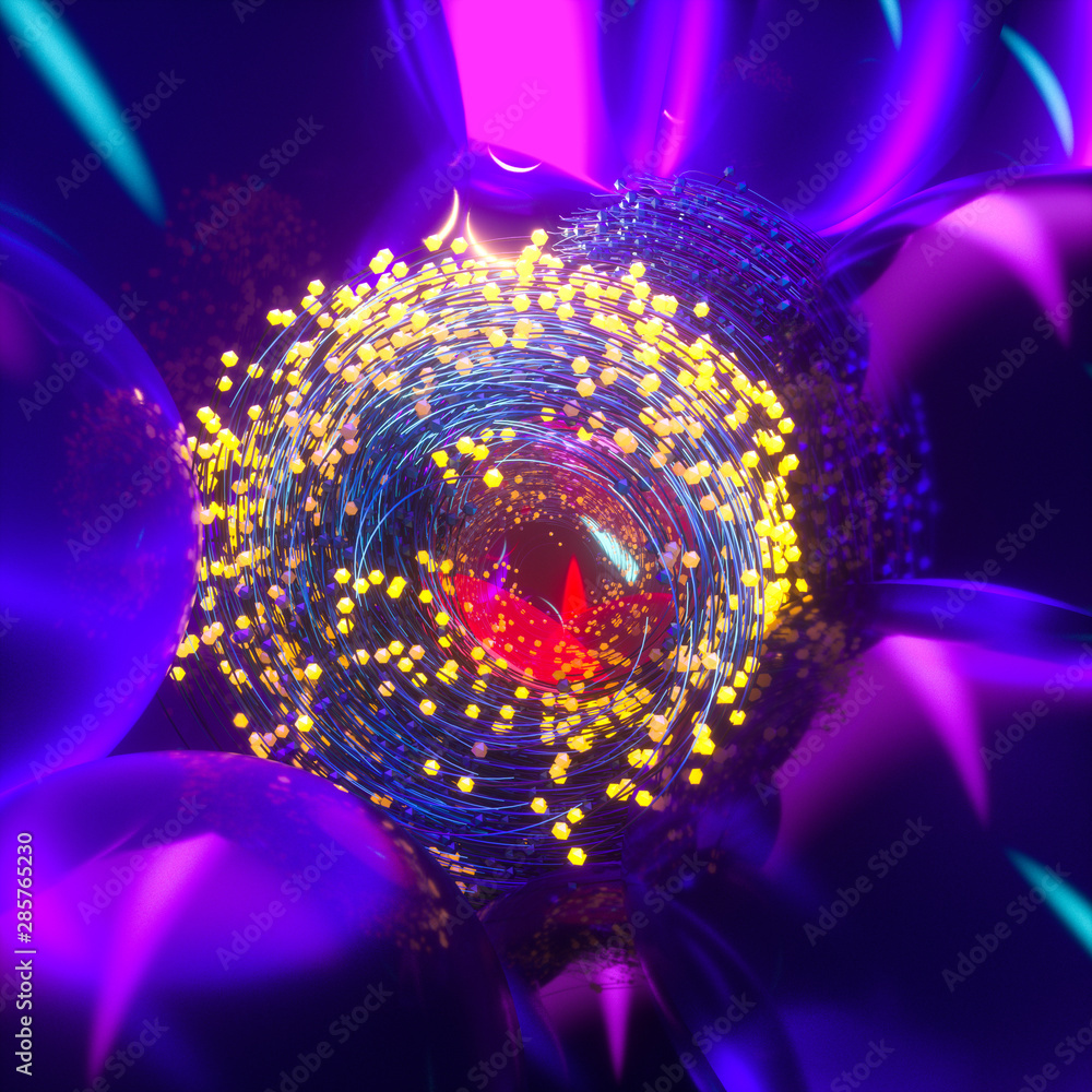 Poster swirling swirls with gradient lines, 3d rendering