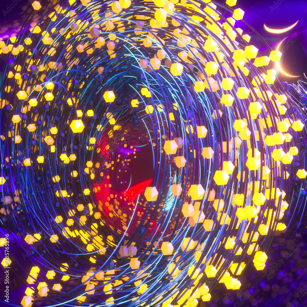 Poster swirling swirls with gradient lines, 3d rendering