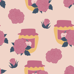 Apple jam and roses in an autumn pattern design