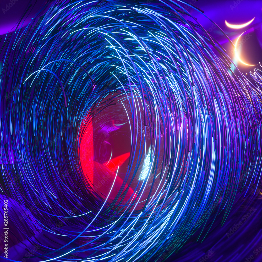 Poster swirling swirls with gradient lines, 3d rendering