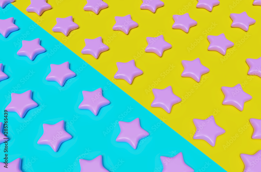 Poster colorful abstract pattern of stars. vibrant background. 3d rendering