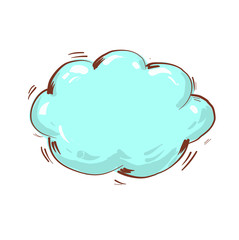 speech bubble. blank blue cloud with shadow on white background. vector illustration cartoon style