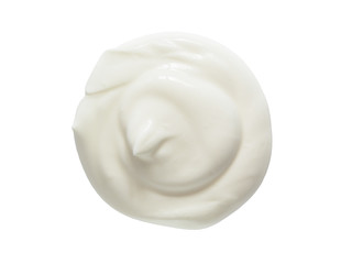 White sauce, yoghurt, sour cream texture. Natural white dairy texture isolated on white background