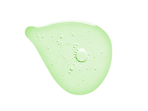 Gel Or Serum Texture. Clear Green Cosmetic Liquid Swatch Isolated On White Background