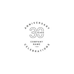 30 Years Anniversary Celebration Your Company Vector Template Design Illustration