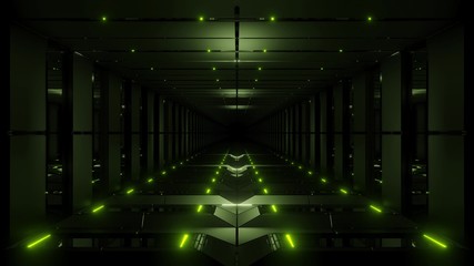 green tunnel corridor 3d rendering illustration background wallpaper