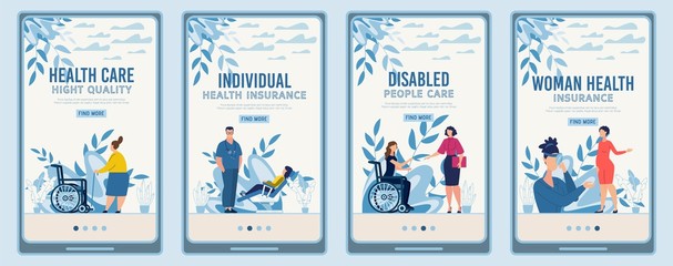 Fototapeta premium Mobile Landing Page Set Offering Medical Service