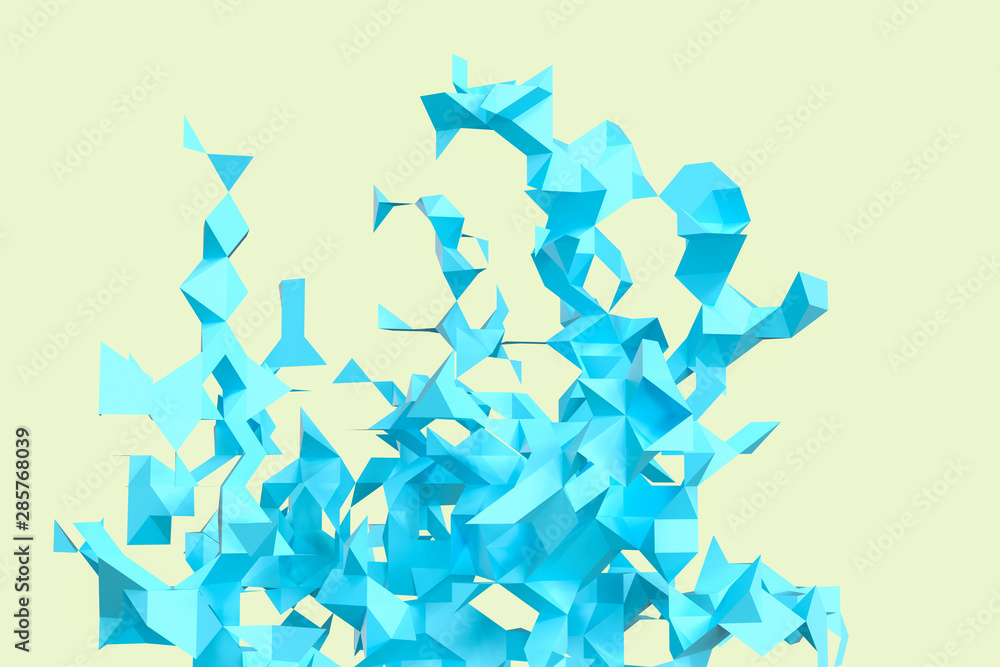 Poster triangular paper with creative shapes, 3d rendering