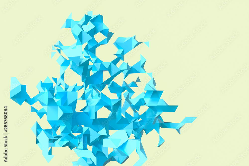 Aufkleber triangular paper with creative shapes, 3d rendering