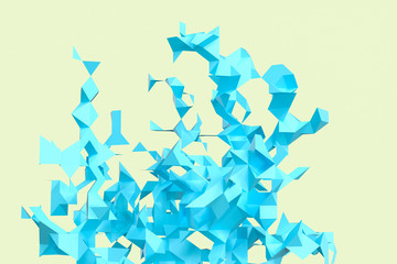 Triangular paper with creative shapes, 3d rendering