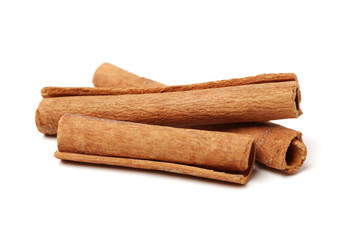 Cinnamon on a white background