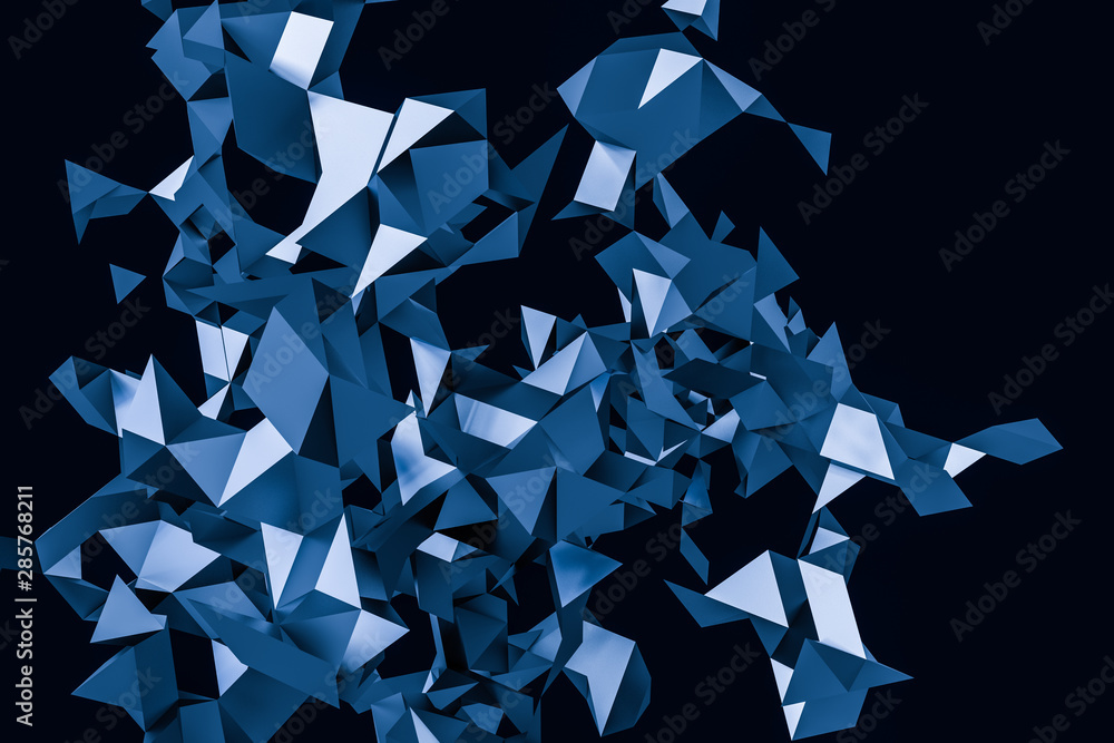 Poster triangular paper with creative shapes, 3d rendering