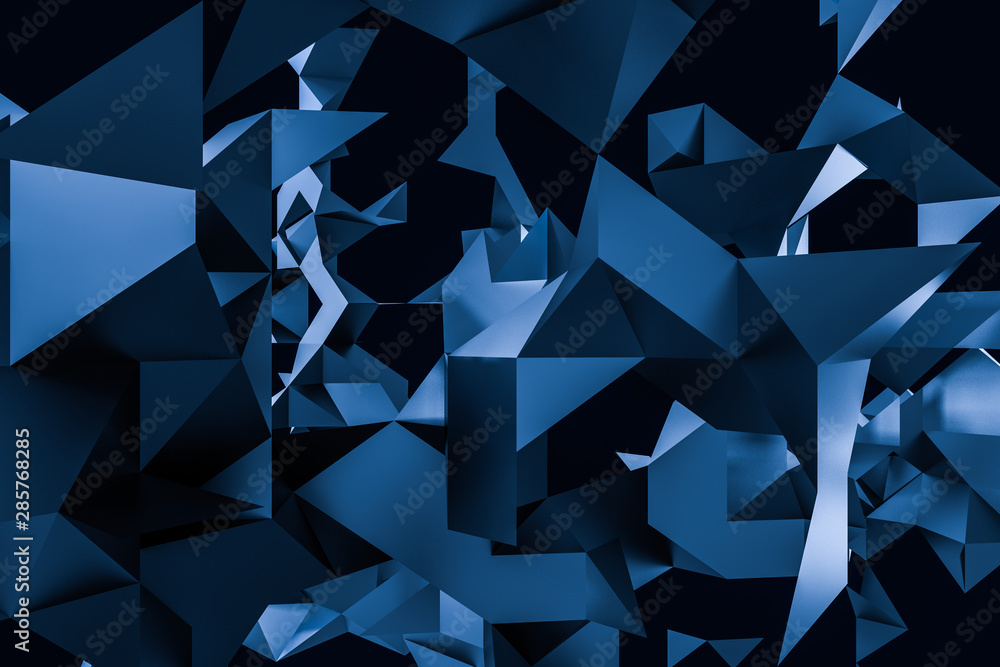 Poster triangular paper with creative shapes, 3d rendering