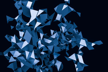 Triangular paper with creative shapes, 3d rendering