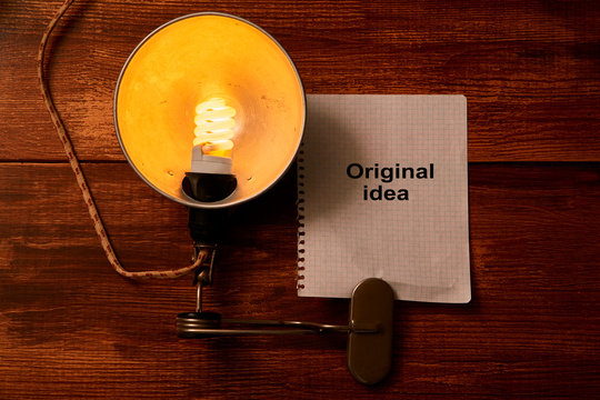 Different and original vision or idea concept.Think outside the box, different way. Vintage lapm and inscription