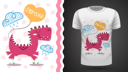 Cute dino - idea for print t-shirt.