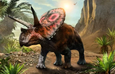 Foto op Plexiglas Torosaurus from the Cretaceous era 3D illustration © warpaintcobra