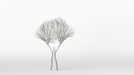 Growing Tree in a shape of Human. Eco Concept. 3D rendering.