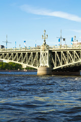 St. Petersburg, view of the Neva River and Trinity Bridge on a summer, sunny day.