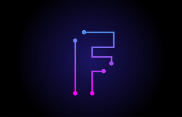 Alphabet letter logo icon design F in pink blue colors