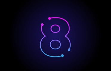 Number 8 logo icon design in pink blue colors