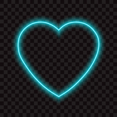 Blue neon heart, vector illustration