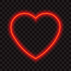 Obraz na płótnie Canvas Neon red heart, vector illustration