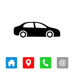 CAR ICON SYMBOL VECTOR FOR WEB