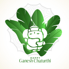 lord ganesha on banana leaves background