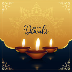 beautiful golden happy diwali greeting design