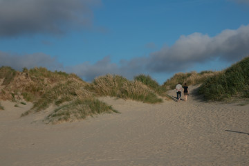 couple walking in beautiful dune landscape