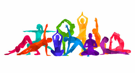 Detailed colorful silhouette yoga vector illustration. Fitness Concept. Gymnastics. Aerobics.