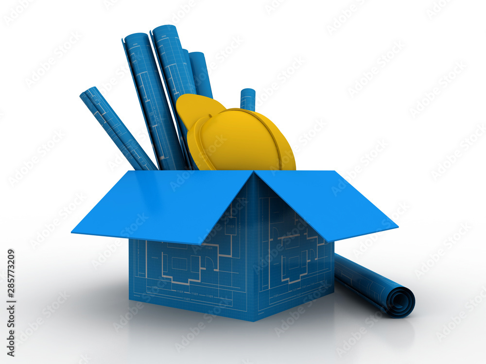 Poster 3d rendering new project plan