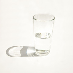transparent glass with water on a white background