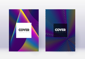 Hipster cover design template set. Rainbow abstrac