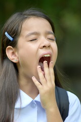 Sleepy Young Filipina Child Girl Student