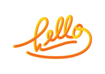 Hello hand lettering with orange and yelllow colors