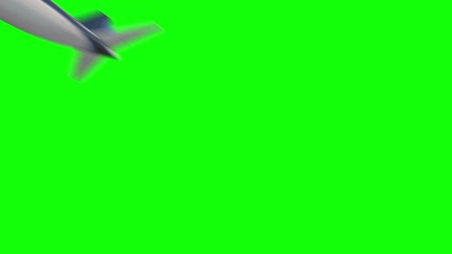 Airplane fly by green screen animation CGI clip 06