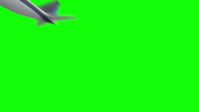 Airplane fly by green screen animation CGI clip 07