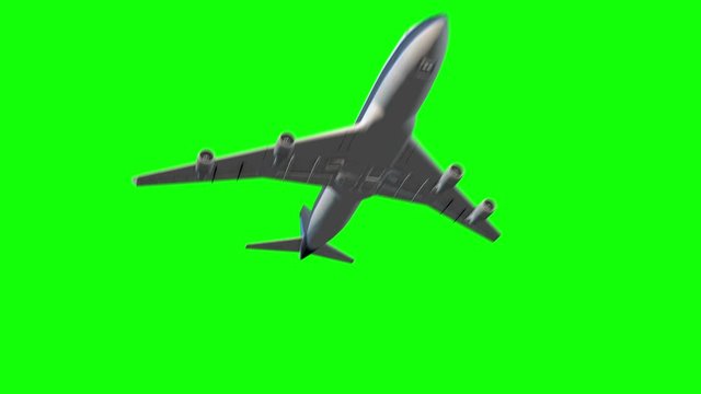 Airplane fly by green screen animation CGI clip 09
