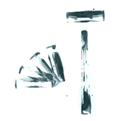 Abstract watercolor background hand-drawn razor blades. Blue-Green color. For design, web, card, text, decoration, surfaces.