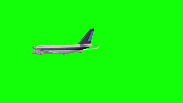 Airplane fly by green screen animation CGI clip 01
