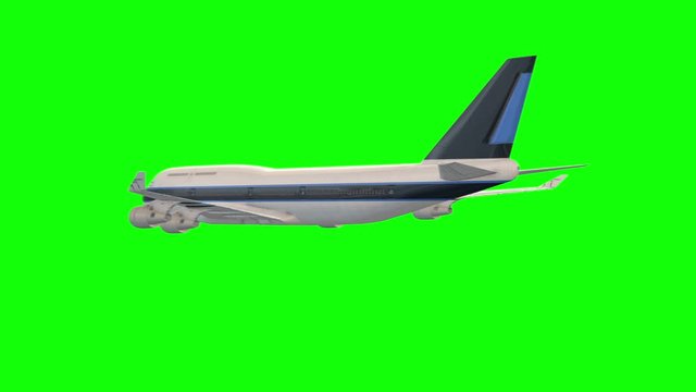 Airplane fly by green screen animation CGI clip 02