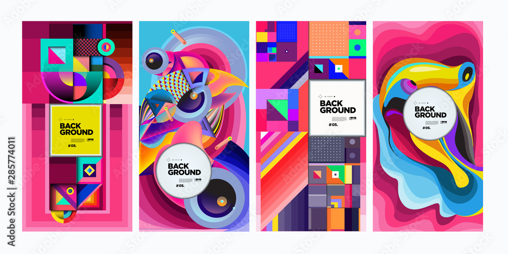 Aufkleber vector colorful ethnic geometric pattern background set. pattern background illustration for banner,