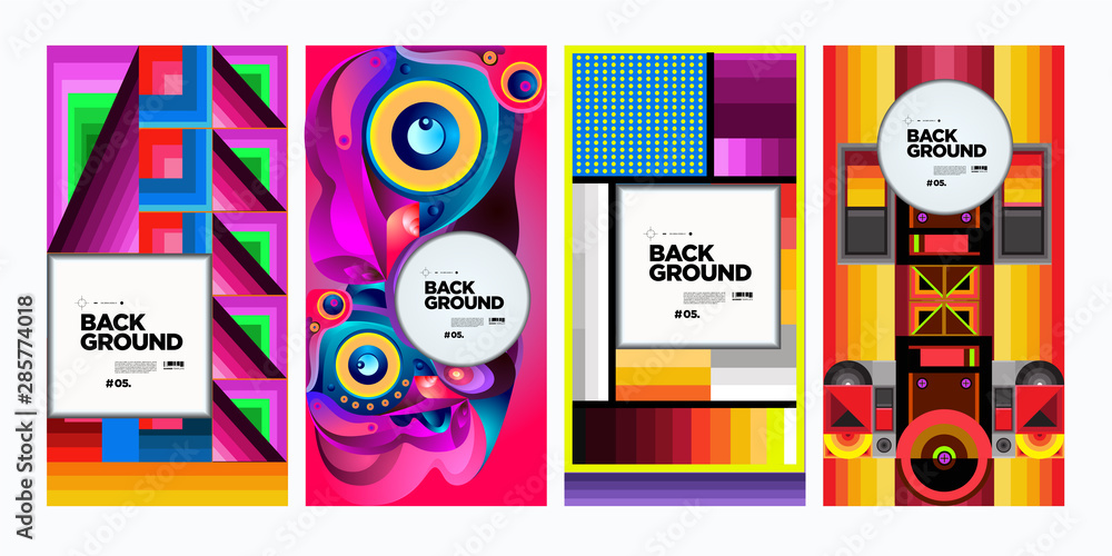 Poster vector colorful ethnic geometric pattern background set. pattern background illustration for banner,