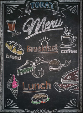 Hand-drawn chalkboard menu