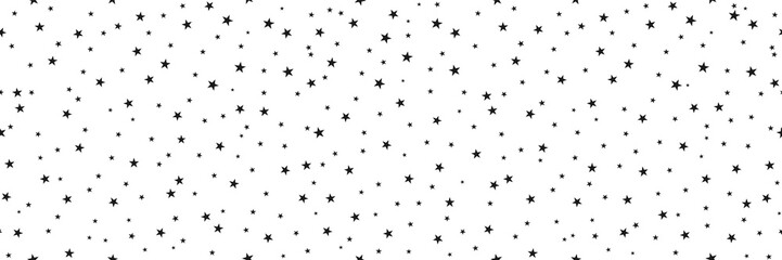 A wide stylish starry seamless pattern saver on white for interior design, background or your imagination.